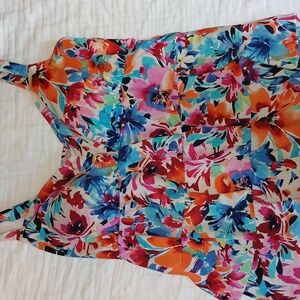 Colorful Flowy Tankini Swim Top Size 18W